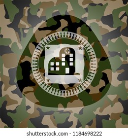 hospital icon on camo pattern