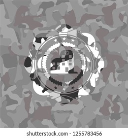 hospital icon on grey camo pattern