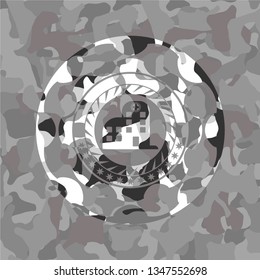 hospital icon on grey camouflaged texture