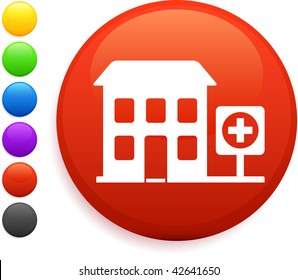 hospital icon on round internet button original vector illustration 6 color versions included
