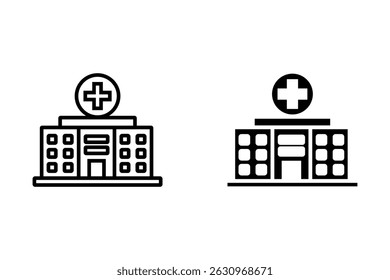 Hospital icon Outline thin set pack series	
