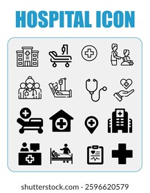Hospital icon and hospital icon pack