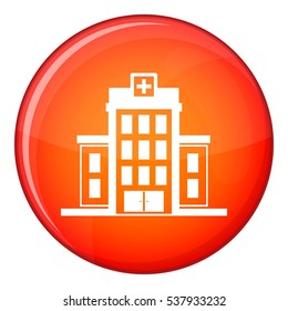 Hospital icon in red circle isolated on white background vector illustration