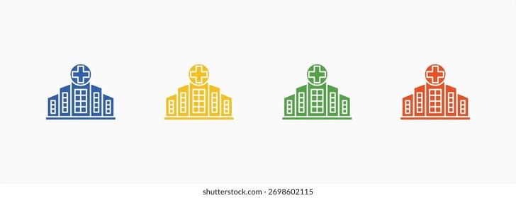 Hospital Icon Set Color Multiple Style Collection