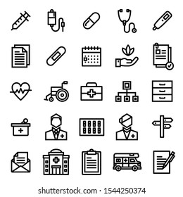 Hospital Icon Set. Editable stroke. 48×48 Pixel Perfect. (Recommendations - Full Size 300 x 300 / Stroke 2px)