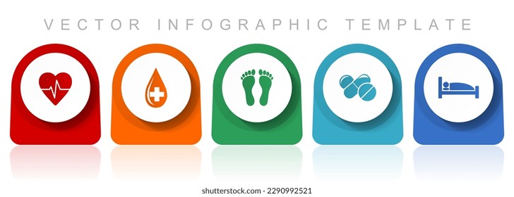 Hospital icon set, flat design miscellaneous colorful icons such as heart pulse, blood donation, footprint, drugs and bed for webdesign and mobile applications, infographic vector template in eps 10