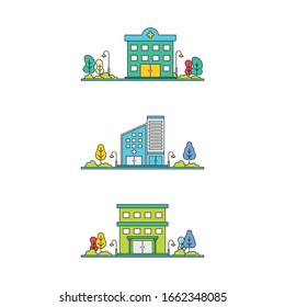 Hospital Icon Set linear Vector Illustration