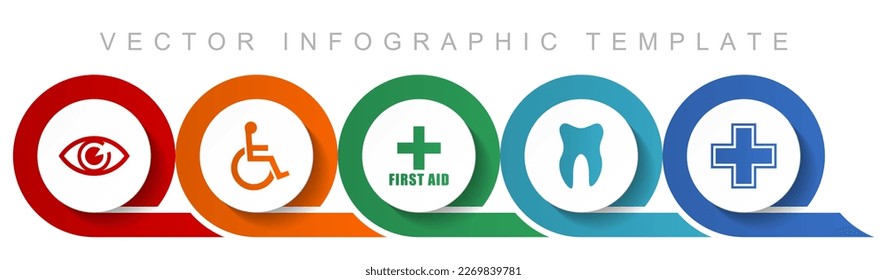 Hospital icon set, miscellaneous icons such as eye, wheelchair, first aid, dentist and cross for webdesign and mobile applications, flat design infographic vector template in eps 10