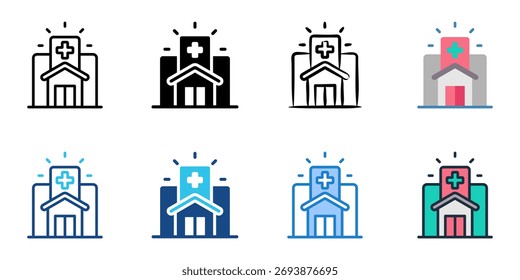 Hospital icon set multiple style collection 
