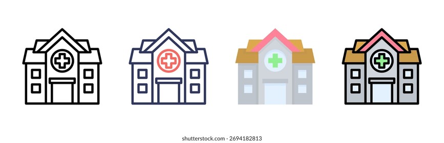 Conjunto de iconos de hospital colección de estilo múltiple