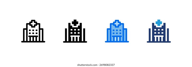 Conjunto de iconos de hospital colección de estilo múltiple. Ilustración vectorial.