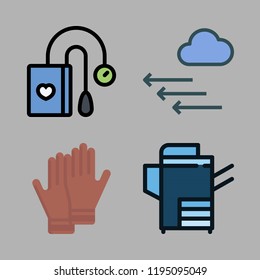 hospital icon set. vector set about tonometer, pressure, reproduction and gloves icons set.