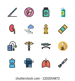 hospital icon set. vector set about reproduction, band aid, kidney and tonometer icons set.
