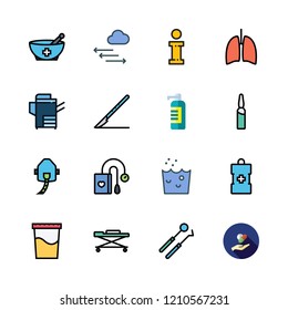 hospital icon set. vector set about ampoul, scalpel, hand wash and soap dispenser icons set.