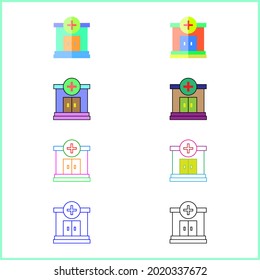 Hospital Icon set Vector Line Art And Design