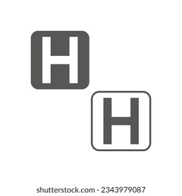 Hospital icon. Hospital sign in a square. Letter H. Vector illustration. Eps 10.