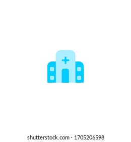 hospital icon. simple, flat, blue. medical and health icon. 