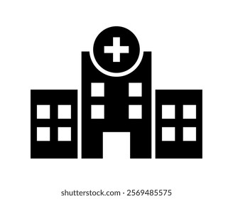 hospital icon, simple flat style, pictogram logo sign symbol vector illustration, isolated on white for mobile app