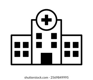 hospital icon, simple flat style, pictogram logo sign symbol vector illustration, isolated on white for mobile app