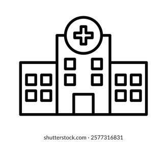 hospital icon, simple flat style, pictogram logo sign symbol vector illustration, isolated on white for mobile app