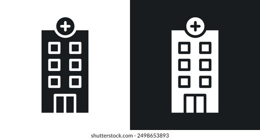 Icono del hospital en estilo sólido