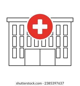 Icono del hospital. imagen de stock. Ilustración vectorial.