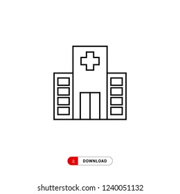 Hospital icon. Hospital symbol cross building isolated human medical view. Trendy Flat style for graphic design, Web site, UI. EPS10. - Vector illustration