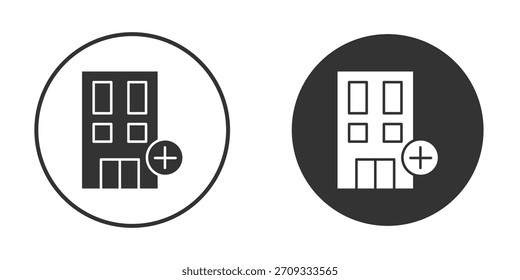 Estilo sólido del Iniciar sesión del símbolo del icono del hospital.