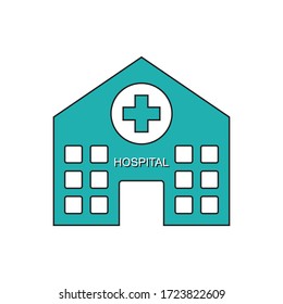 Hospital icon. Symbol of wellness getting medical help. Vector illustration isolated.