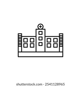 Ícone do hospital Linha fina ilustração plana