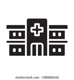 Hospital icon in trendy flat style design. Vector graphic illustration. Hospital icon for website design, logo, app, and ui. Vector file. Pixel perfect. EPS 10.