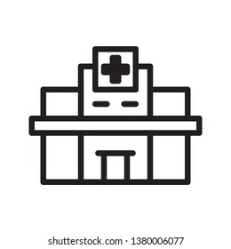 Hospital icon in trendy outline style design. Vector graphic illustration. Hospital icon for website design, logo, app, and ui. Editable vector stroke. Pixel perfect. EPS 10.