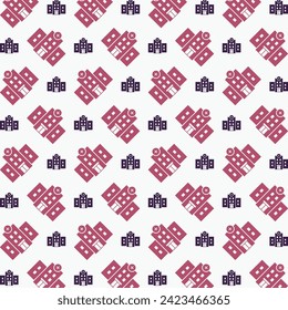 Hospital icon trendy repeating pattern red blue color vector illustration