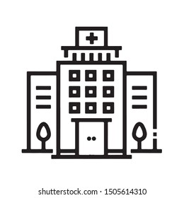 Hospital icon vector black color