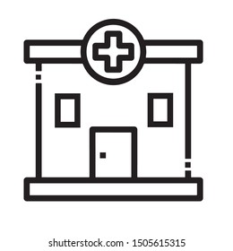 Hospital icon vector black color