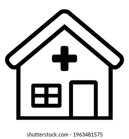 Hospital icon vector black illustration isolated on white background for graphic and web design