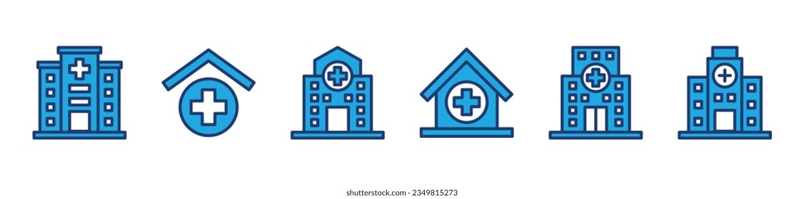 Hospital icon vector collection. Hospital building icon symbol in colors style. Vector illustration