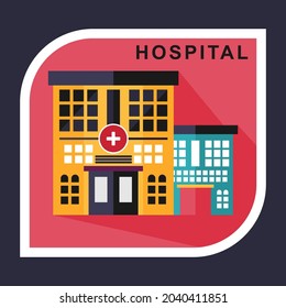 Hospital Icon Vector Flat Design, Hospital Icons, Healthcare Clipart, Flat Hospital Building Icon Design.