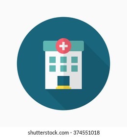 Hospital icon , Vector flat long shadow design. 