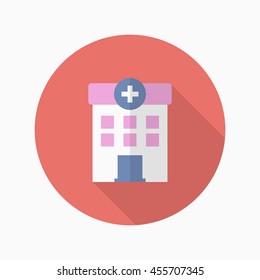 Hospital icon , Vector flat long shadow design.