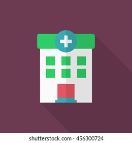 Hospital icon , Vector flat long shadow design.