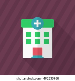 Hospital icon , Vector flat long shadow design.