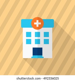 Hospital icon , Vector flat long shadow design.