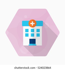 Hospital icon , Vector flat long shadow design.