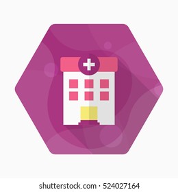 Hospital icon , Vector flat long shadow design.
