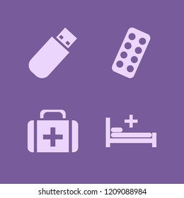 hospital icon. hospital vector icons set first aid bag, hospital bed, blister pack and flash driver