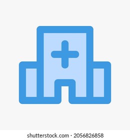 Hospital icon vector illustration in blue style about medical, use for website mobile app presentation