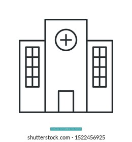 hospital icon vector illustration logo template for many purpose. Isolated on white background.