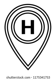 Hospital icon vector illustration. hospital icon and map pointer