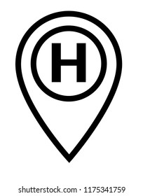 Hospital icon vector illustration. hospital icon and map pointer